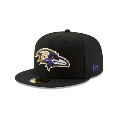 Black Baltimore Ravens Hat - New Era NFL 59FIFTY Fitted Caps USA0968753